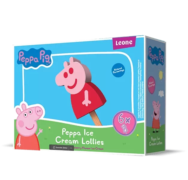 Peppa Pig maasikamaitselised jäätisepulgad 6x60ml